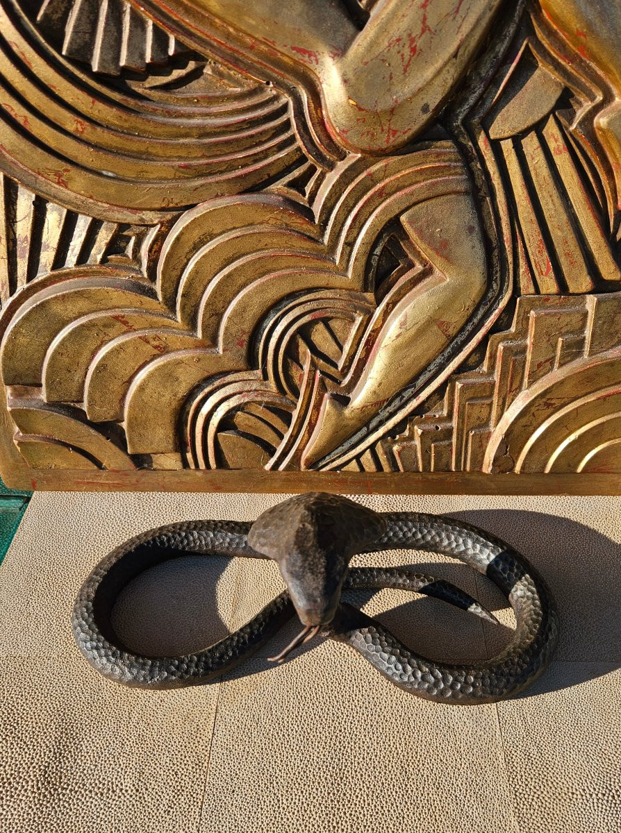 Sculpture Serpent fer forgé Art Déco-photo-4