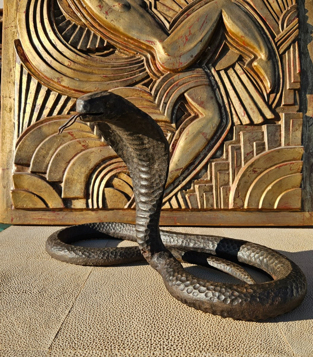 Sculpture Serpent fer forgé Art Déco-photo-3