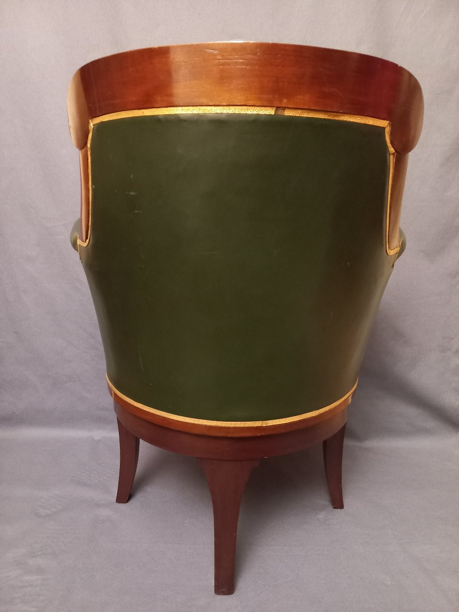 Leather And Mahogany Office Chair-photo-4