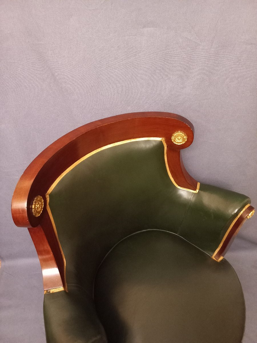 Leather And Mahogany Office Chair-photo-2