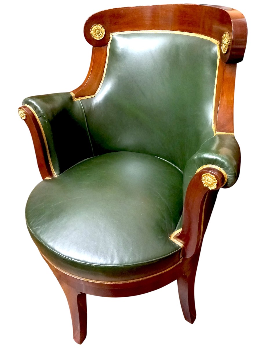 Leather And Mahogany Office Chair