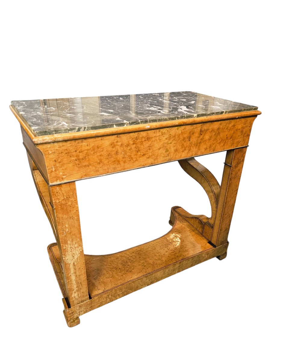 Console en bois clair marqueté époque Charles X-photo-3