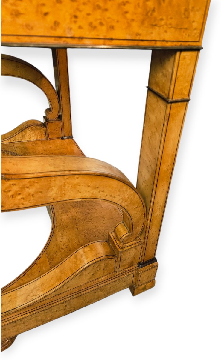 Console en bois clair marqueté époque Charles X-photo-6