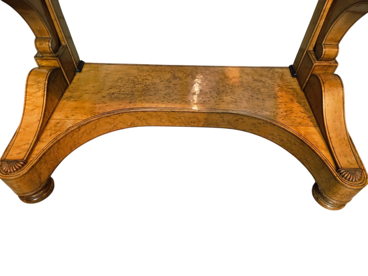 Console en bois clair marqueté époque Charles X-photo-8