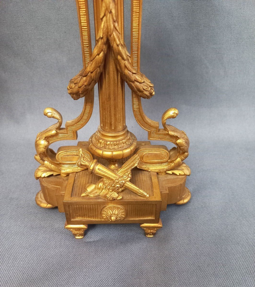 Grande Paire De Candélabres En Bronze Doré Style Louis XVI 19e-photo-4