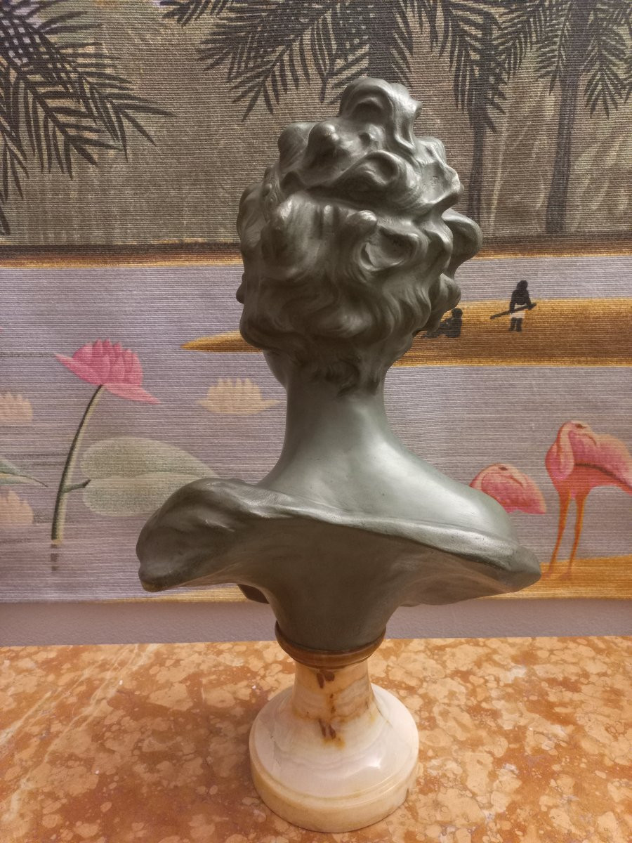 Important buste en bronze H56cm Joseph Van Den Kerckhove -photo-3