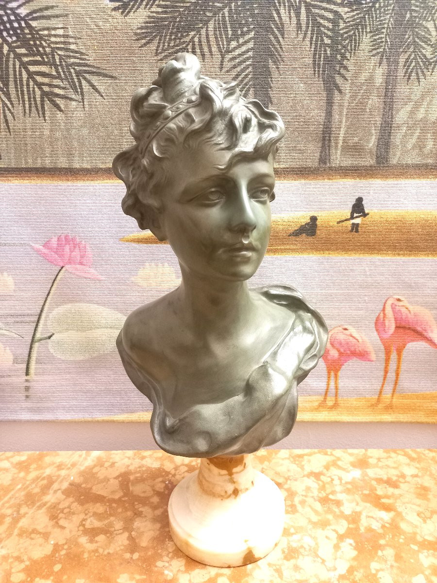 Important buste en bronze H56cm Joseph Van Den Kerckhove -photo-1