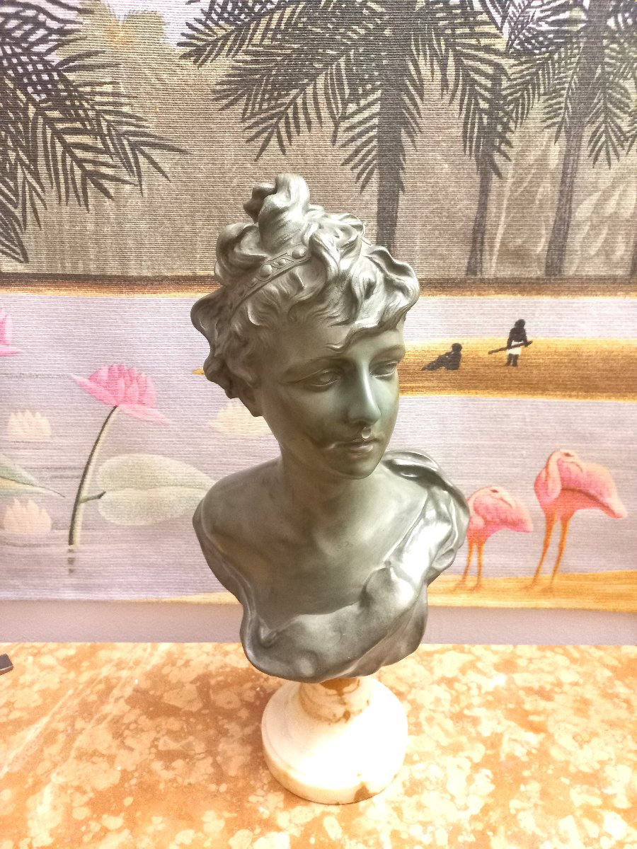 Important buste en bronze H56cm Joseph Van Den Kerckhove -photo-2