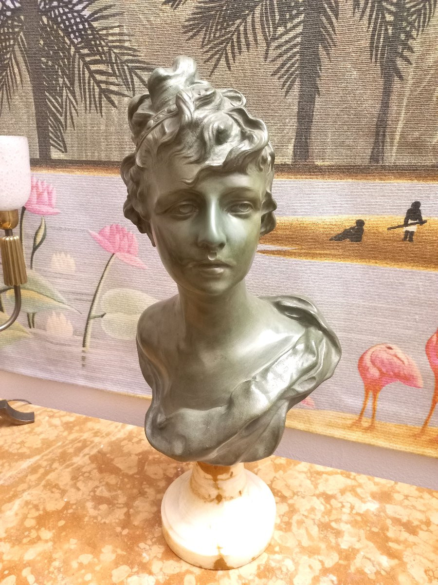 Important buste en bronze H56cm Joseph Van Den Kerckhove -photo-3