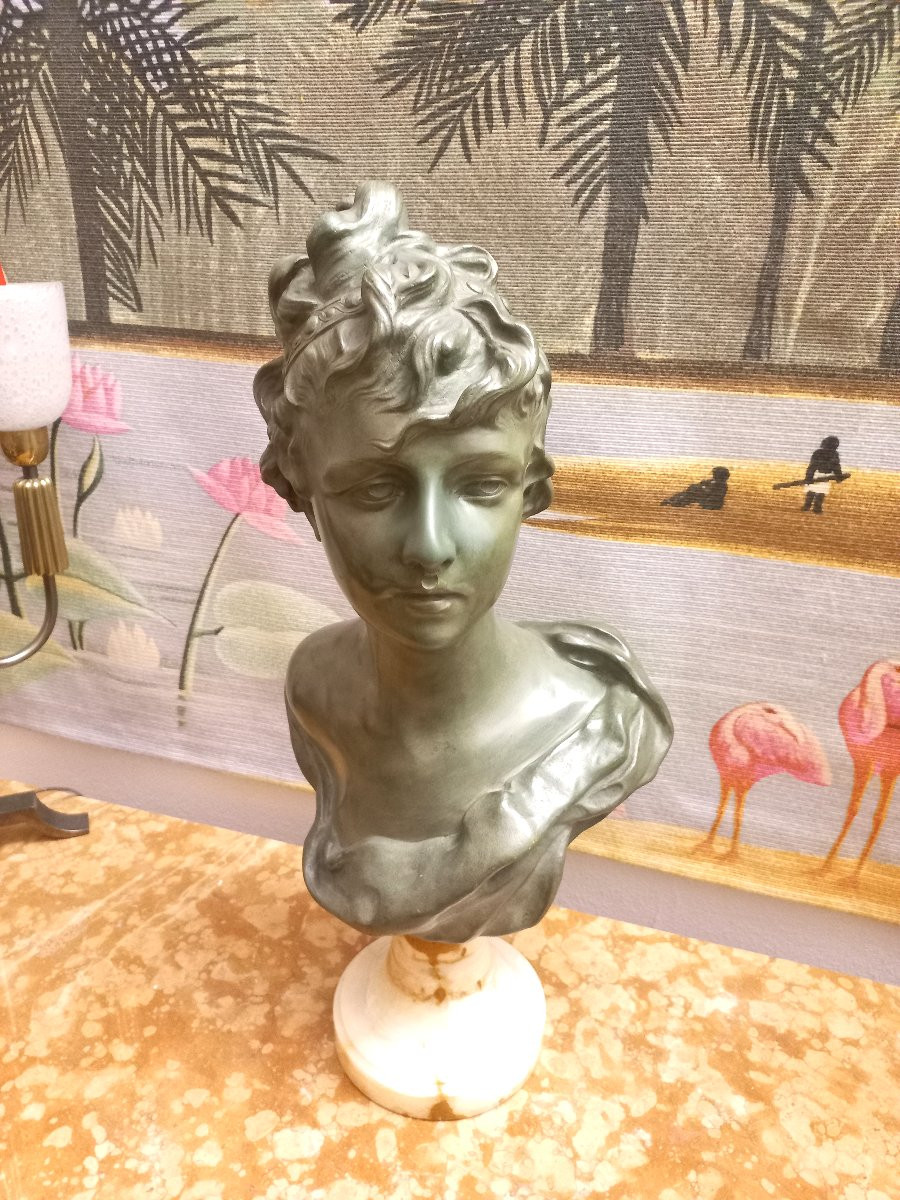 Important buste en bronze H56cm Joseph Van Den Kerckhove -photo-4