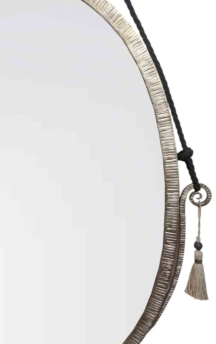 Large Art Deco Wrought Iron Mirror-photo-2