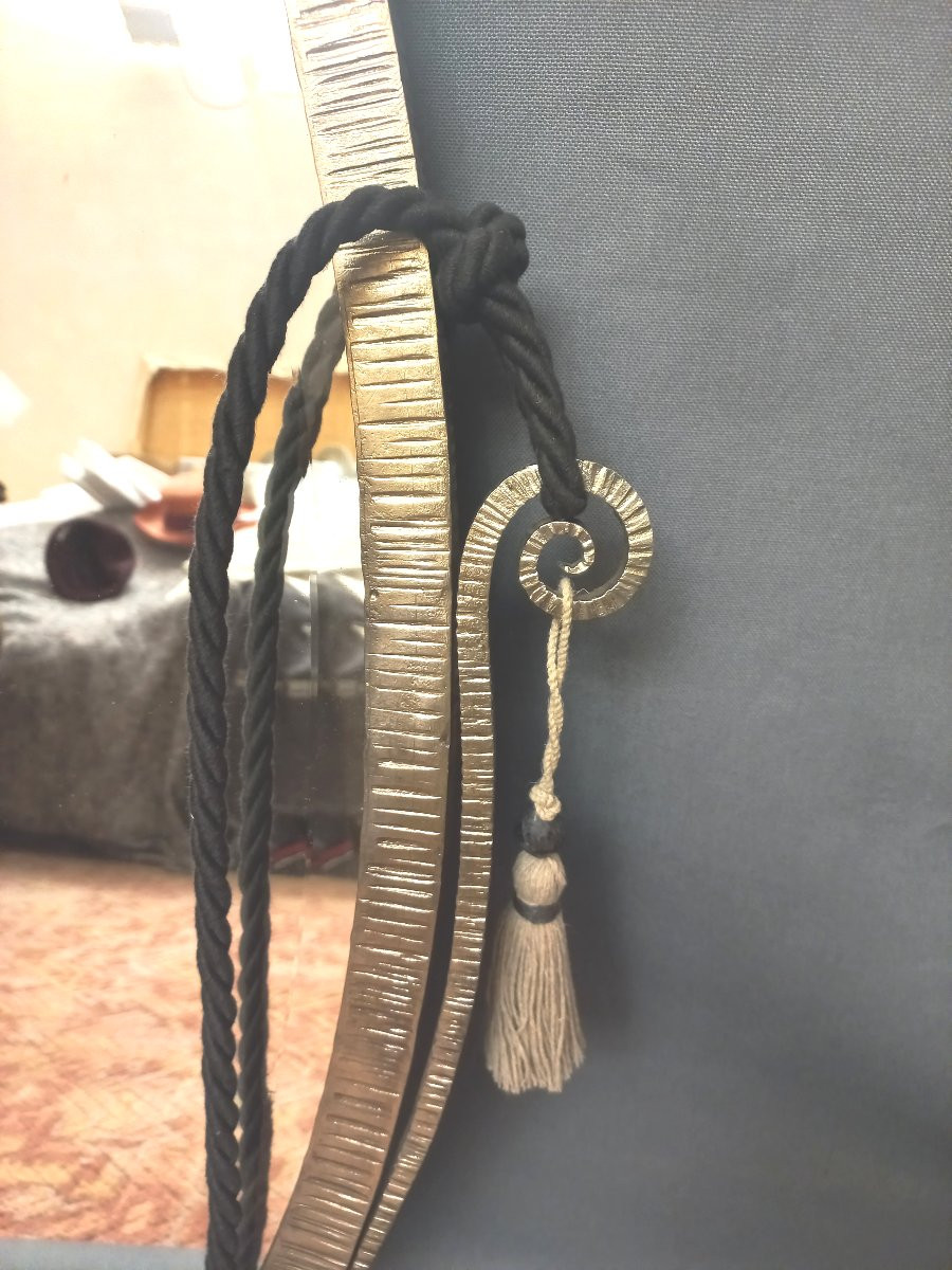 Grand miroir Art Déco en fer battu-photo-1