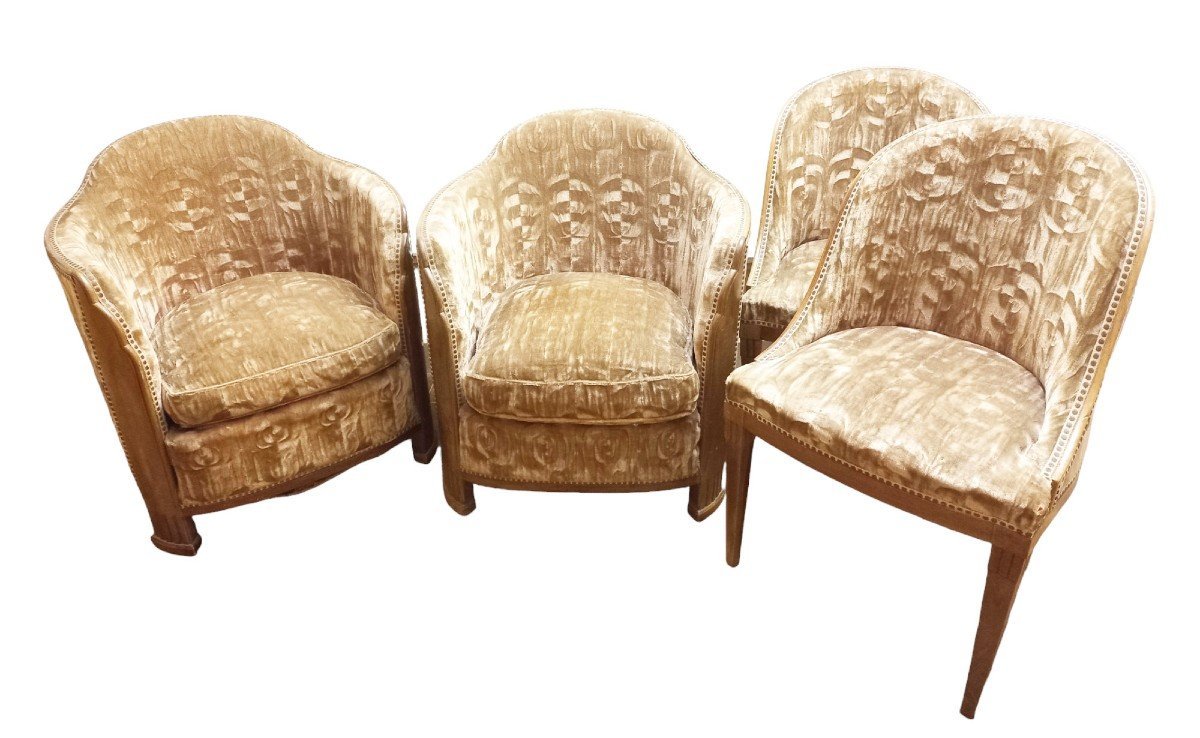 Fauteuils et Chauffeuses Art Déco 1930 En Acajou-photo-2