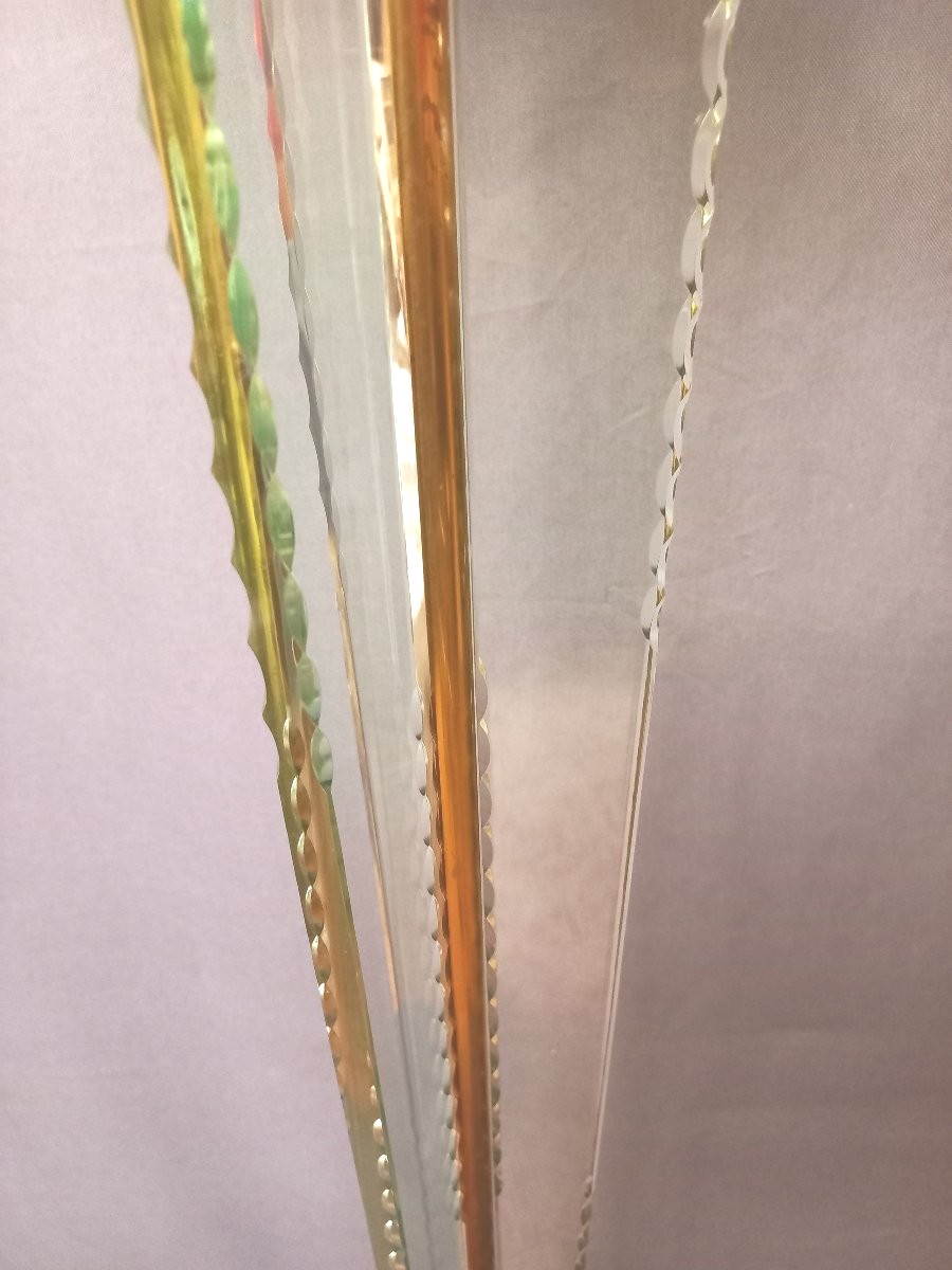 Grd Lampadaire Cristal de Sèvres et Laiton Doré Début XXe-photo-4