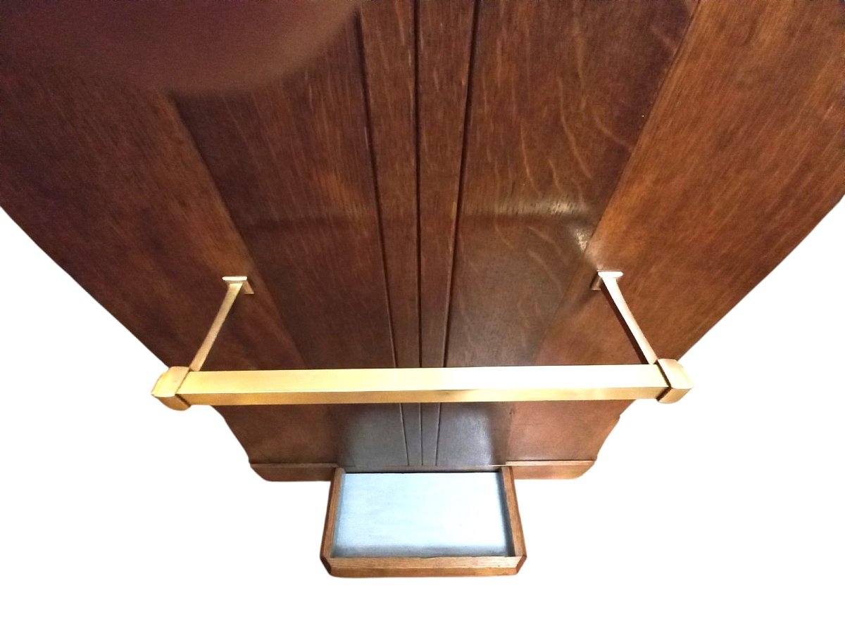Art Deco Wardrobe, 1925, Gilded Wood And Bronze-photo-3