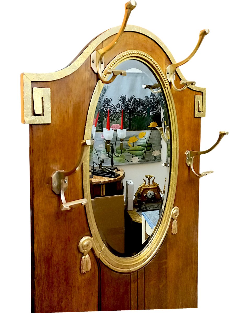 Art Deco Wardrobe, 1925, Gilded Wood And Bronze-photo-1