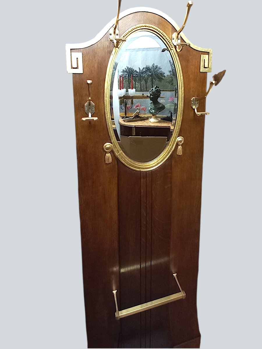 Art Deco Wardrobe, 1925, Gilded Wood And Bronze-photo-2