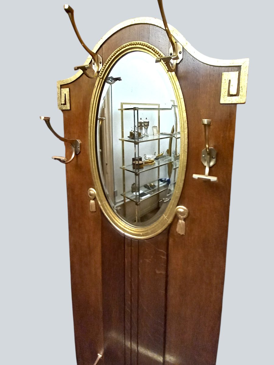 Art Deco Wardrobe, 1925, Gilded Wood And Bronze-photo-3