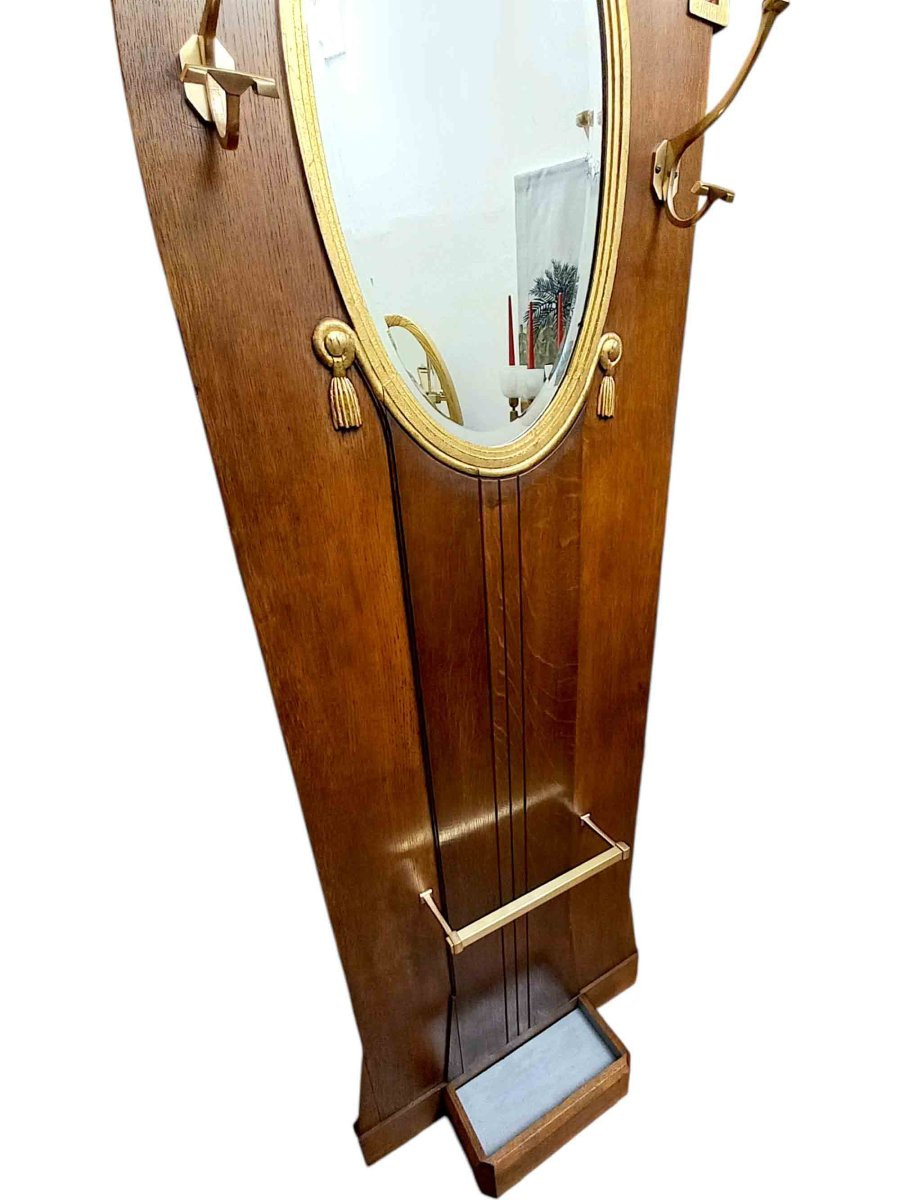 Art Deco Wardrobe, 1925, Gilded Wood And Bronze-photo-5