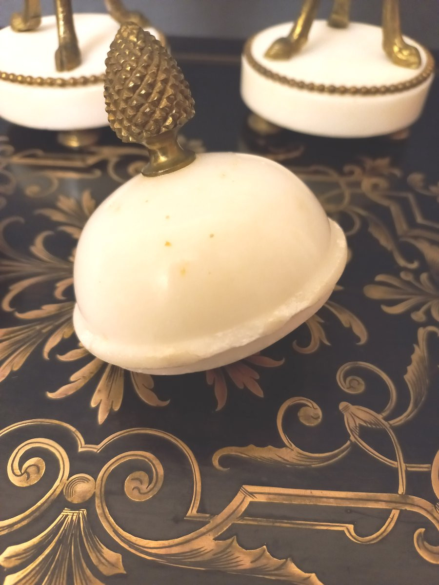 Pair Of Bronze And Marble Cassolettes -photo-1