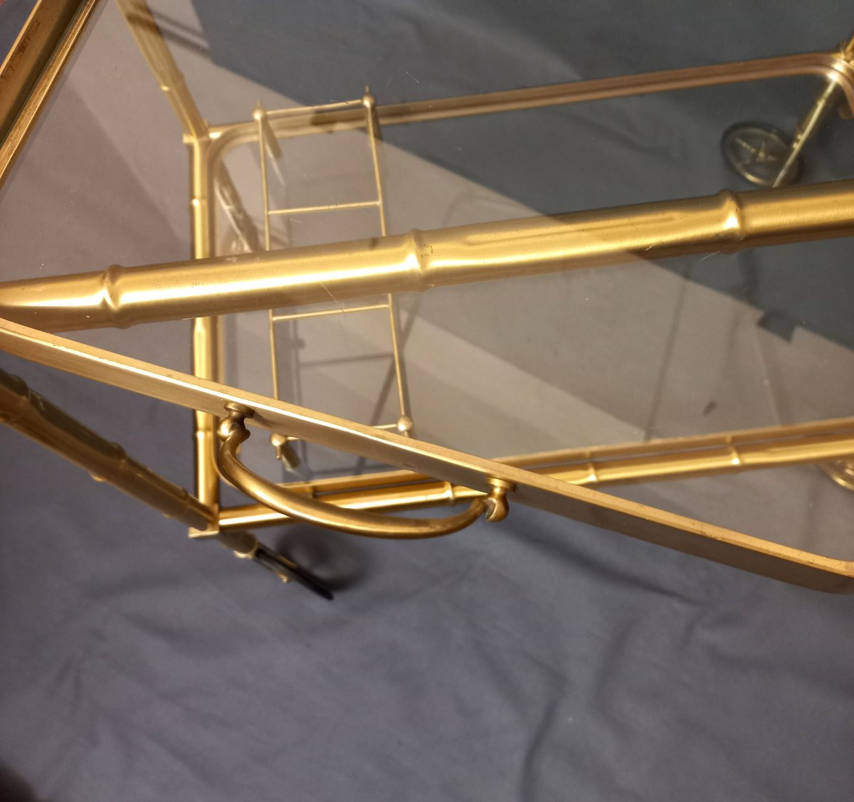 Rolling Bar In Bronze, Bamboo Style-photo-4