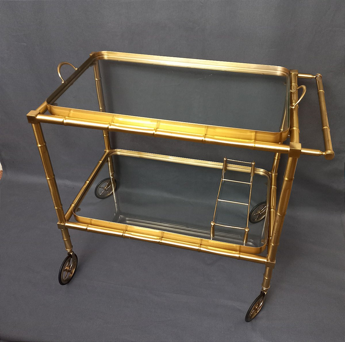 Rolling Bar In Bronze, Bamboo Style-photo-7