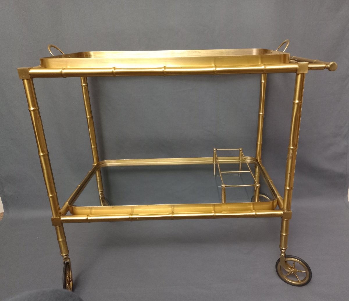 Rolling Bar In Bronze, Bamboo Style-photo-6