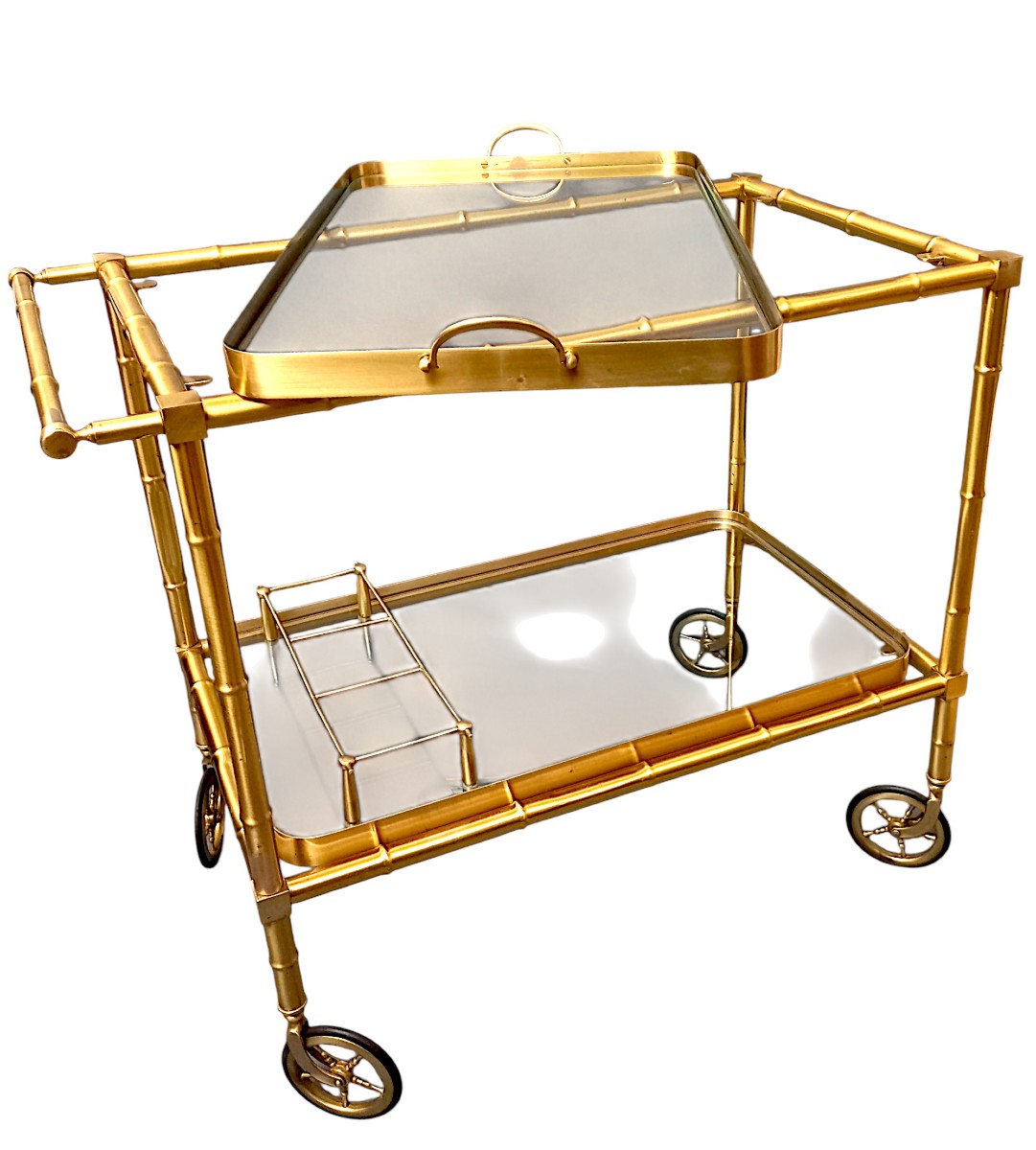Rolling Bar In Bronze, Bamboo Style