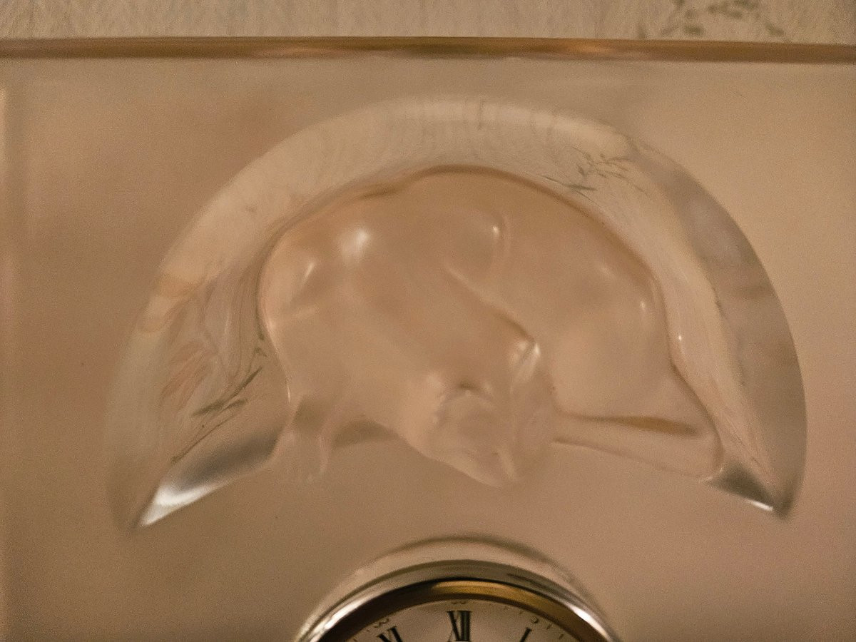 Lalique Cat Clock-photo-1
