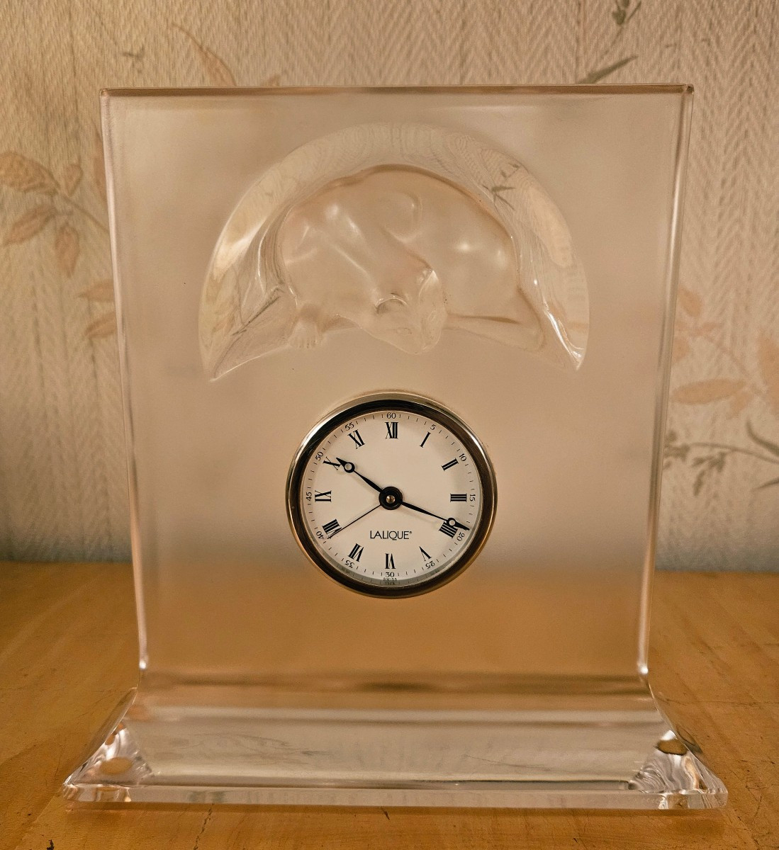 Lalique Cat Clock