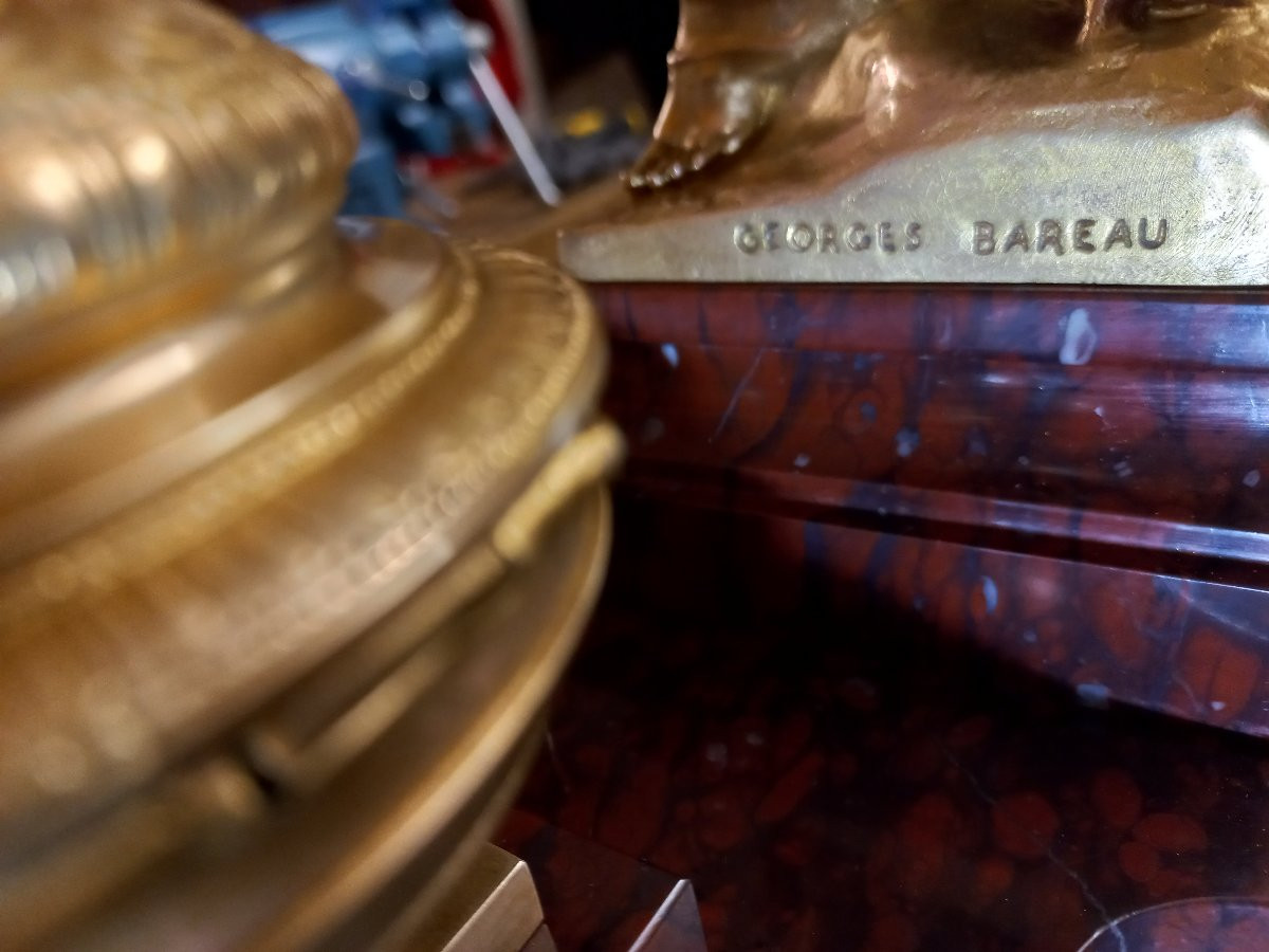 Marble And Gilt Bronze Inkwell "allegory Of History"-photo-4