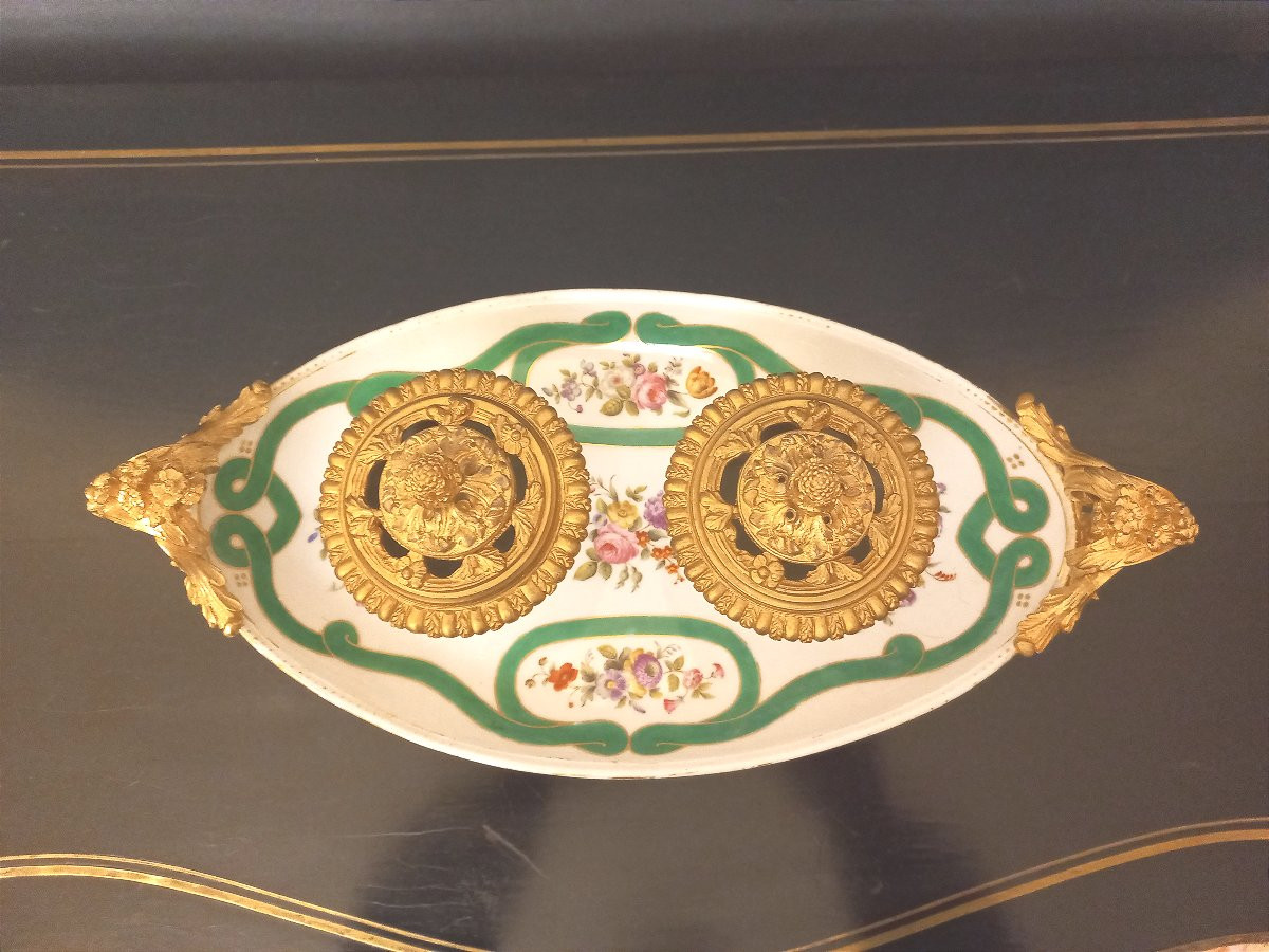 Inkwell In Sèvres Porcelain And Gilt Bronze-photo-3