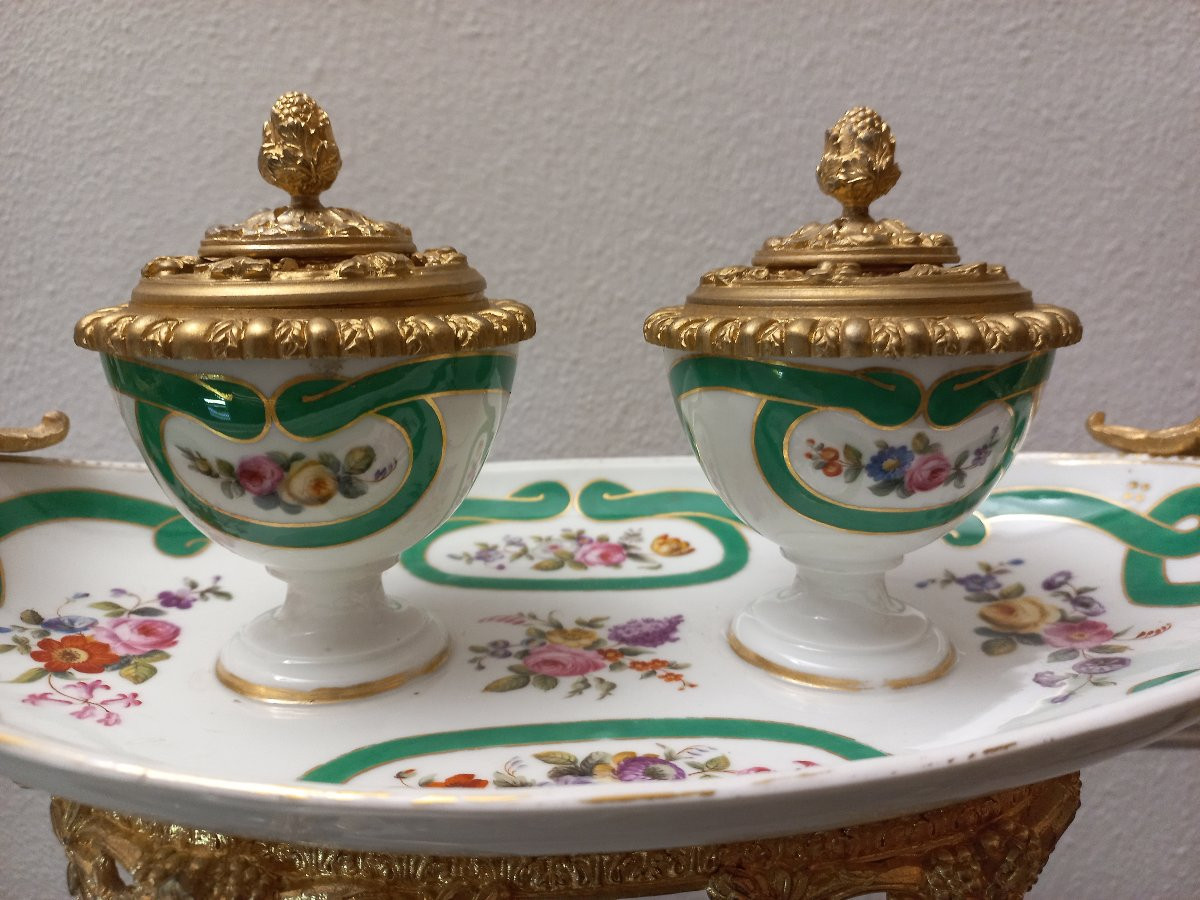 Inkwell In Sèvres Porcelain And Gilt Bronze-photo-1