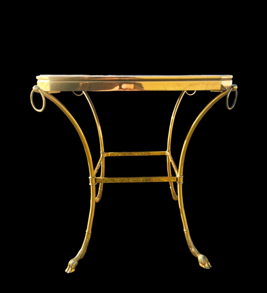 Guéridon st Directoire en bronze doré et marbre blanc-photo-2