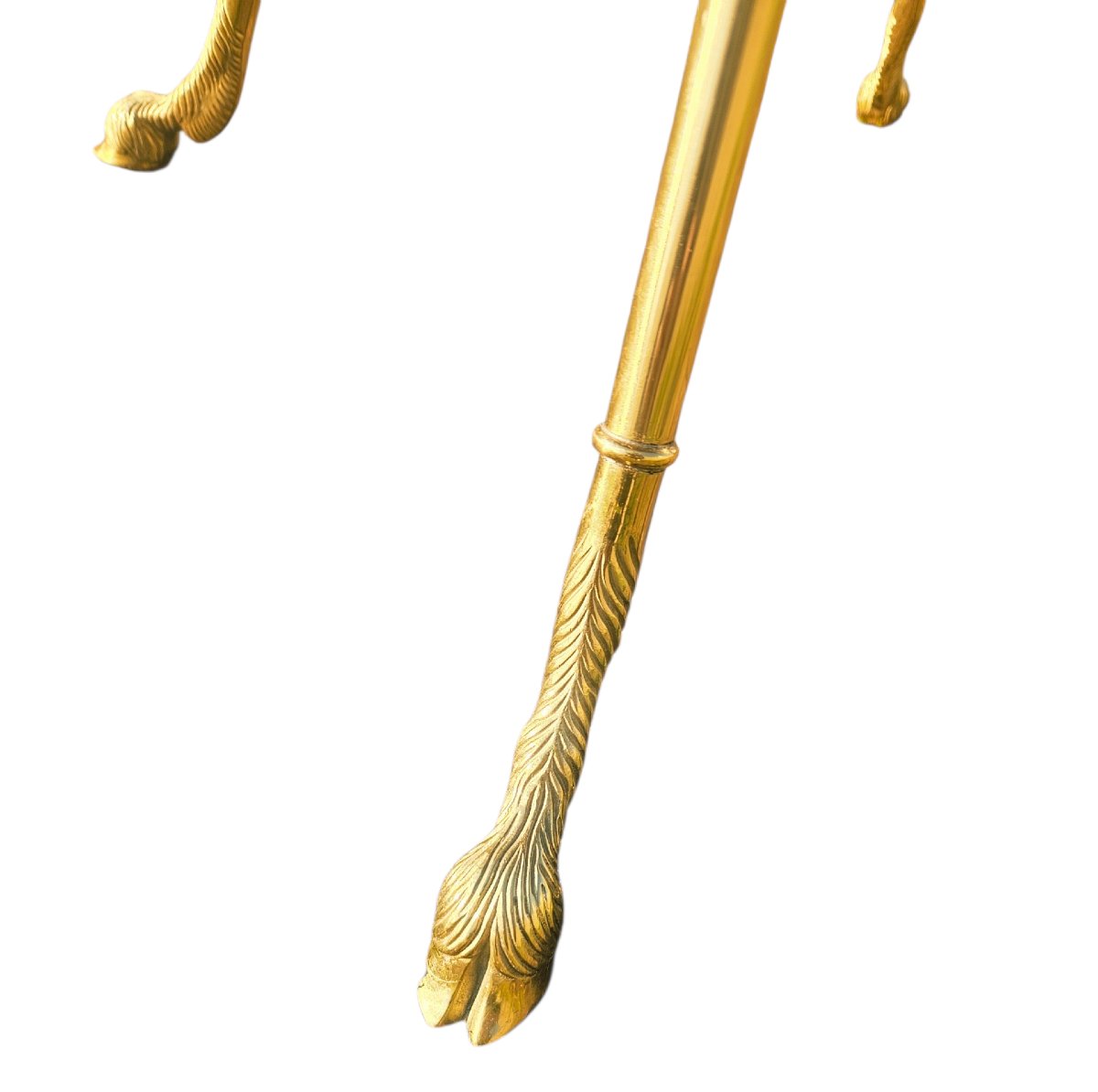 Guéridon st Directoire en bronze doré et marbre blanc-photo-1