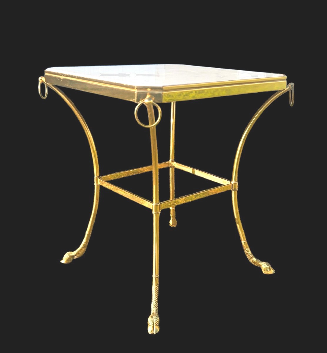 Guéridon st Directoire en bronze doré et marbre blanc