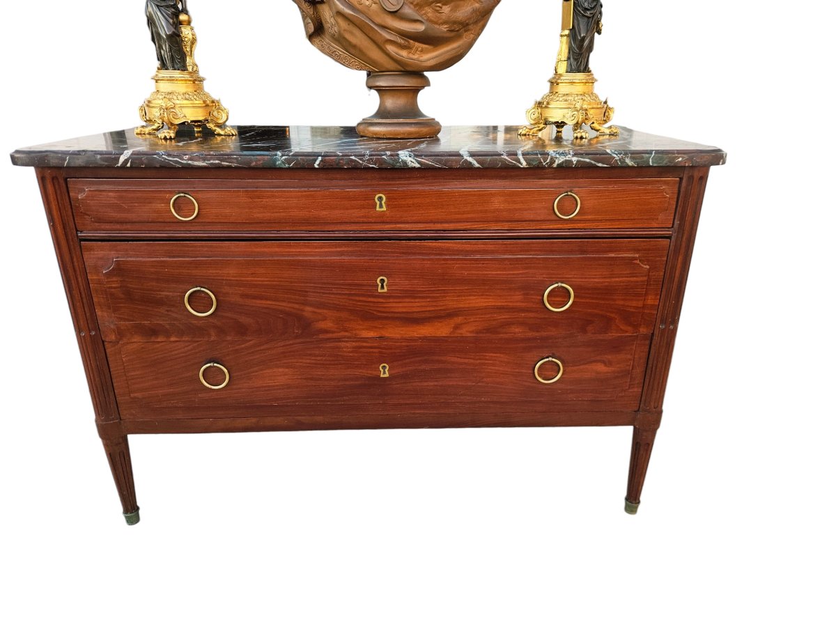 Commode époque Louis XVI en acajou massif-photo-6