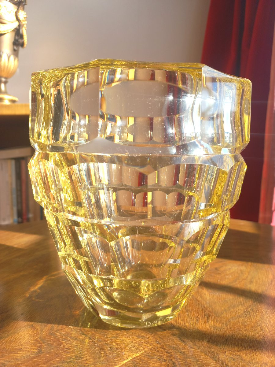Vase Daum en cristal jaune vers 1930-photo-2