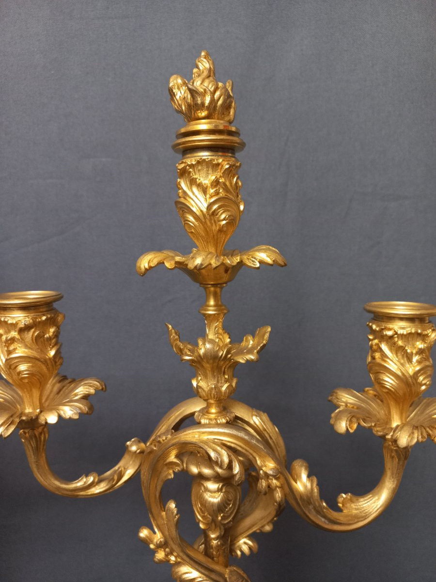 Pair Of Louis XV Barbedienne Candelabra-photo-2