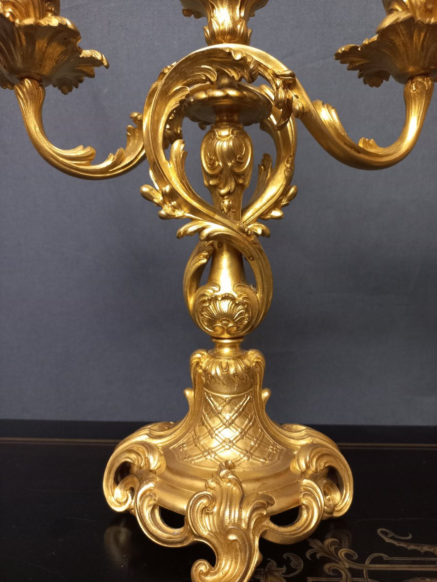 Pair Of Louis XV Barbedienne Candelabra-photo-3