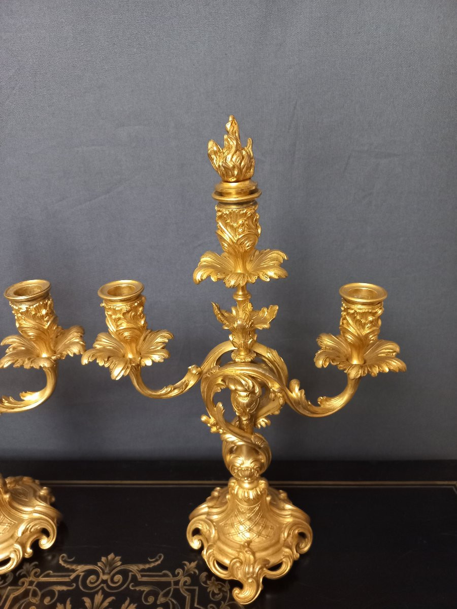 Pair Of Louis XV Barbedienne Candelabra-photo-1