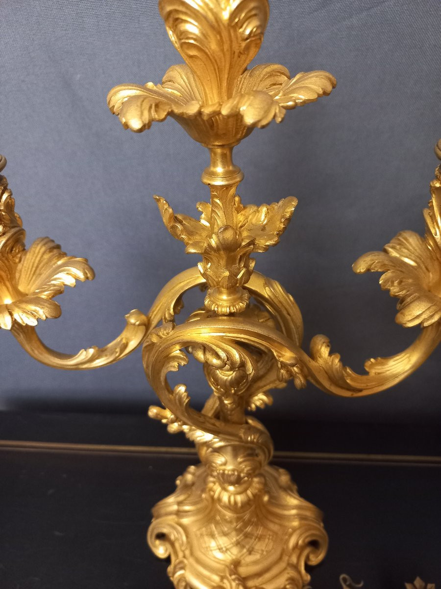 Pair Of Louis XV Barbedienne Candelabra-photo-3