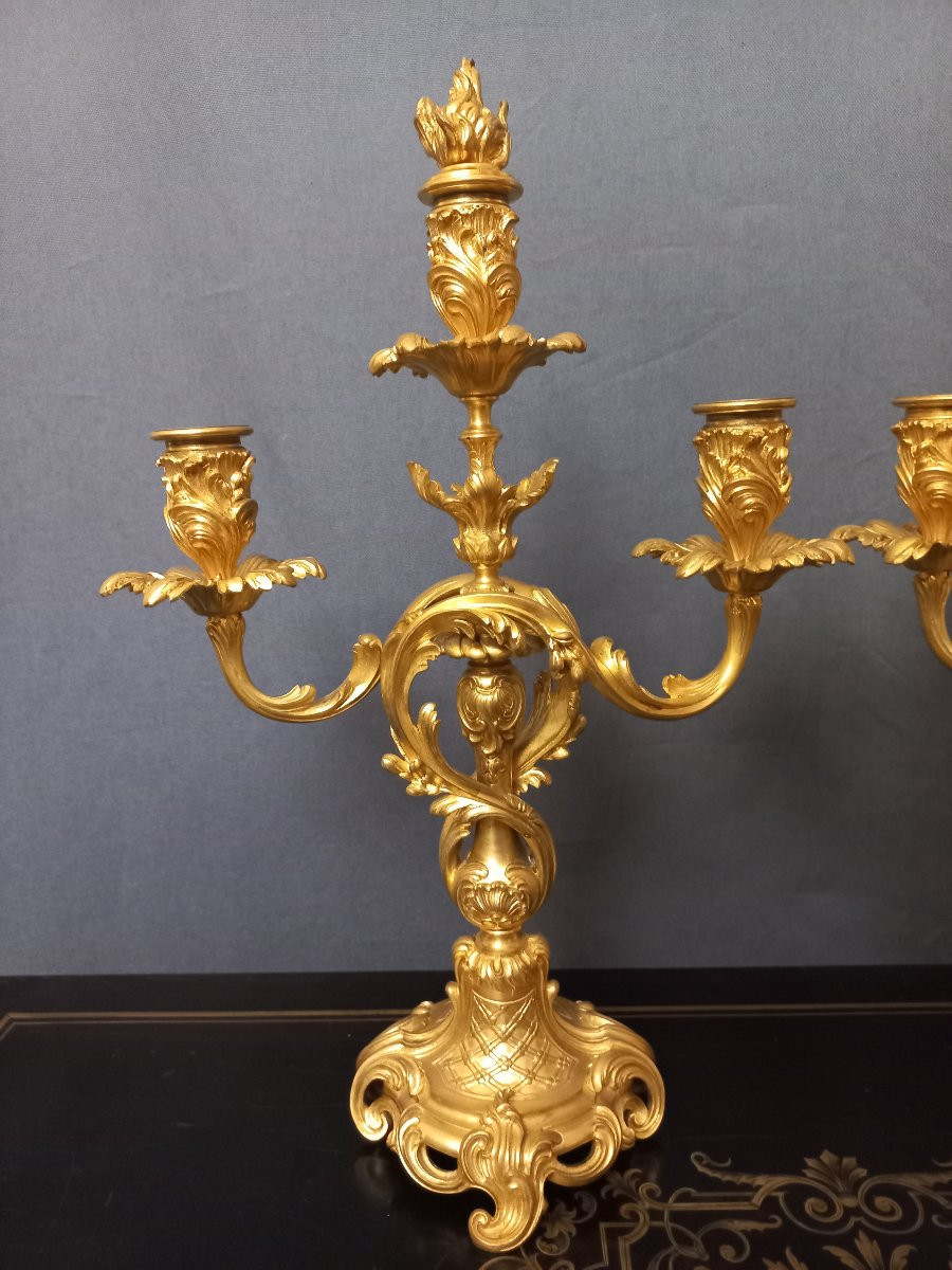 Pair Of Louis XV Barbedienne Candelabra-photo-5