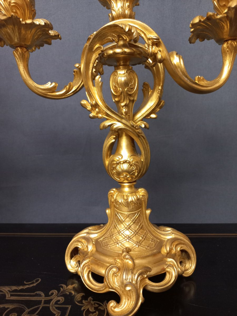 Pair Of Louis XV Barbedienne Candelabra-photo-6