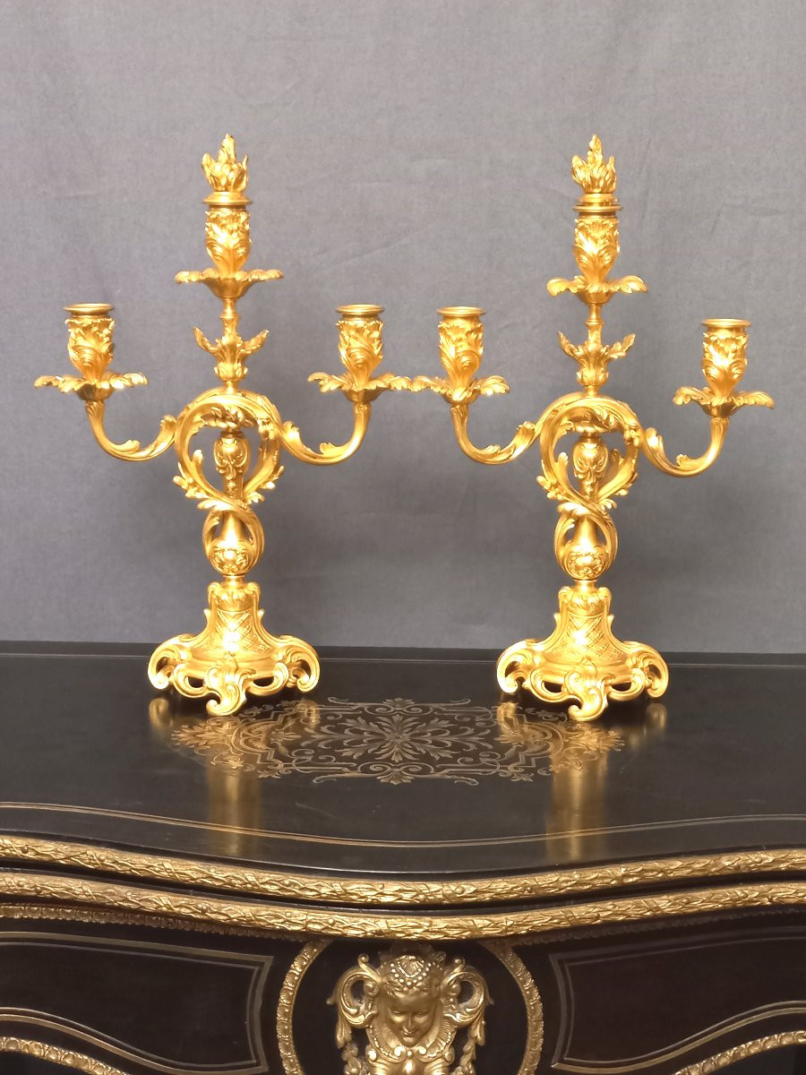 Pair Of Louis XV Barbedienne Candelabra-photo-7