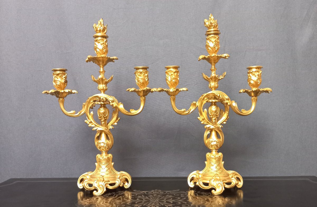 Pair Of Louis XV Barbedienne Candelabra-photo-8