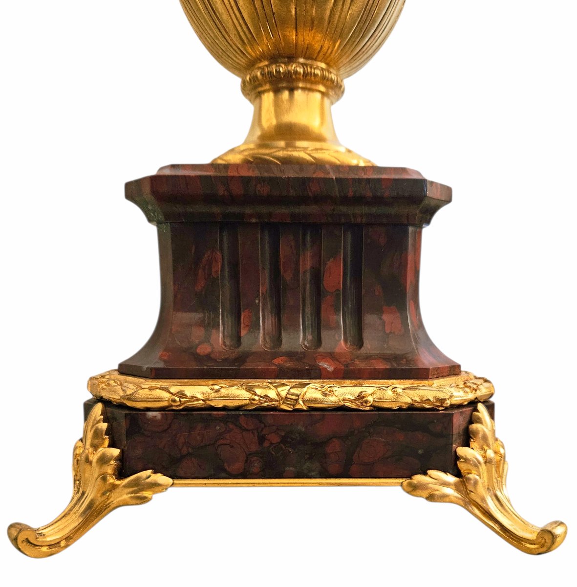 F. Barbedienne Et Clodion Gilt Bronze And Red Marble Torches-photo-3