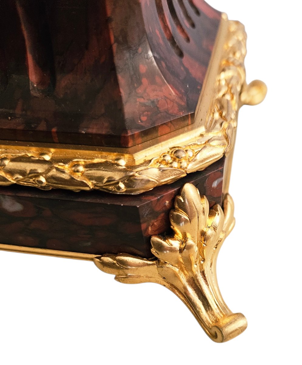F. Barbedienne Et Clodion Gilt Bronze And Red Marble Torches-photo-1