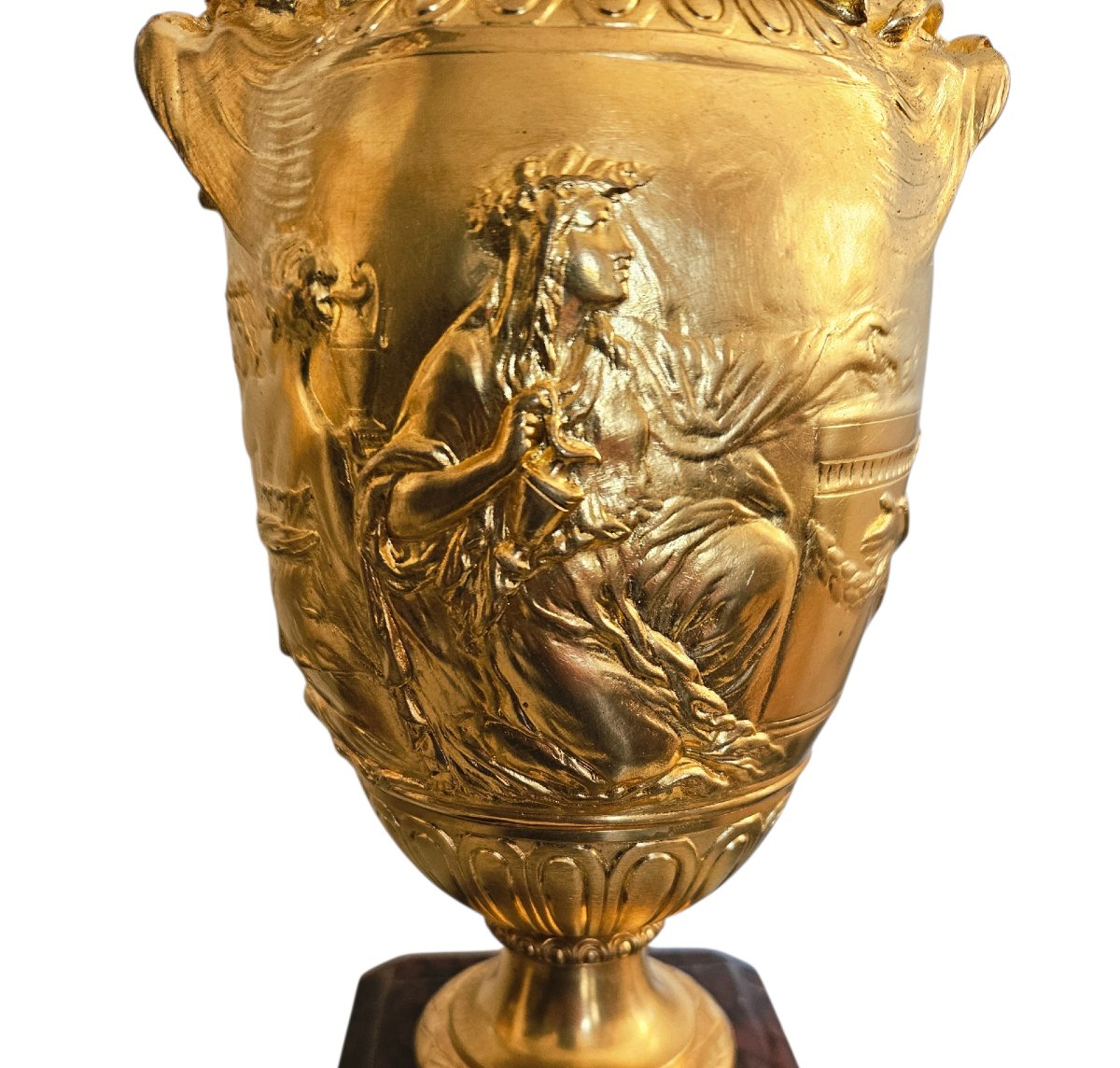 F. Barbedienne Et Clodion Gilt Bronze And Red Marble Torches-photo-8