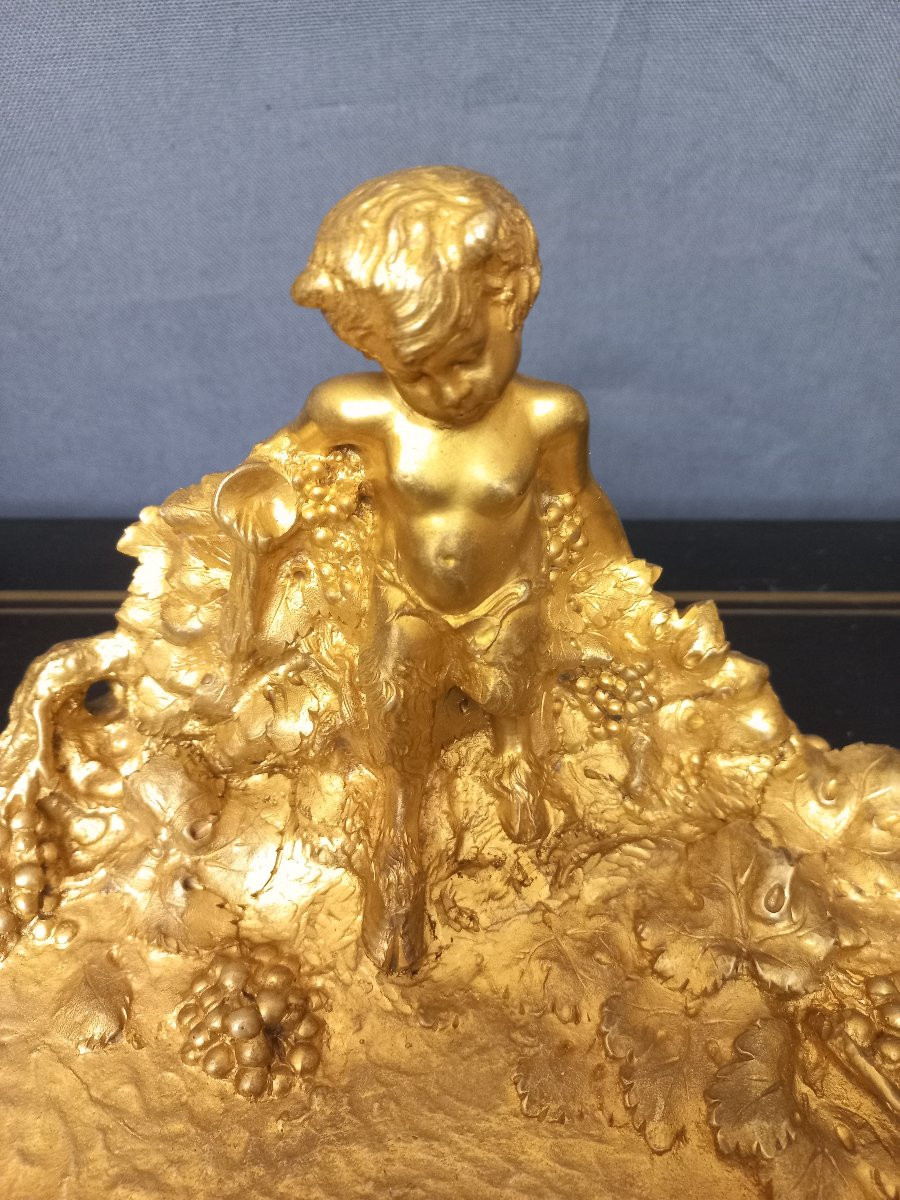 A Marionnet Bacchus Gilt Bronze Inkwell-photo-1